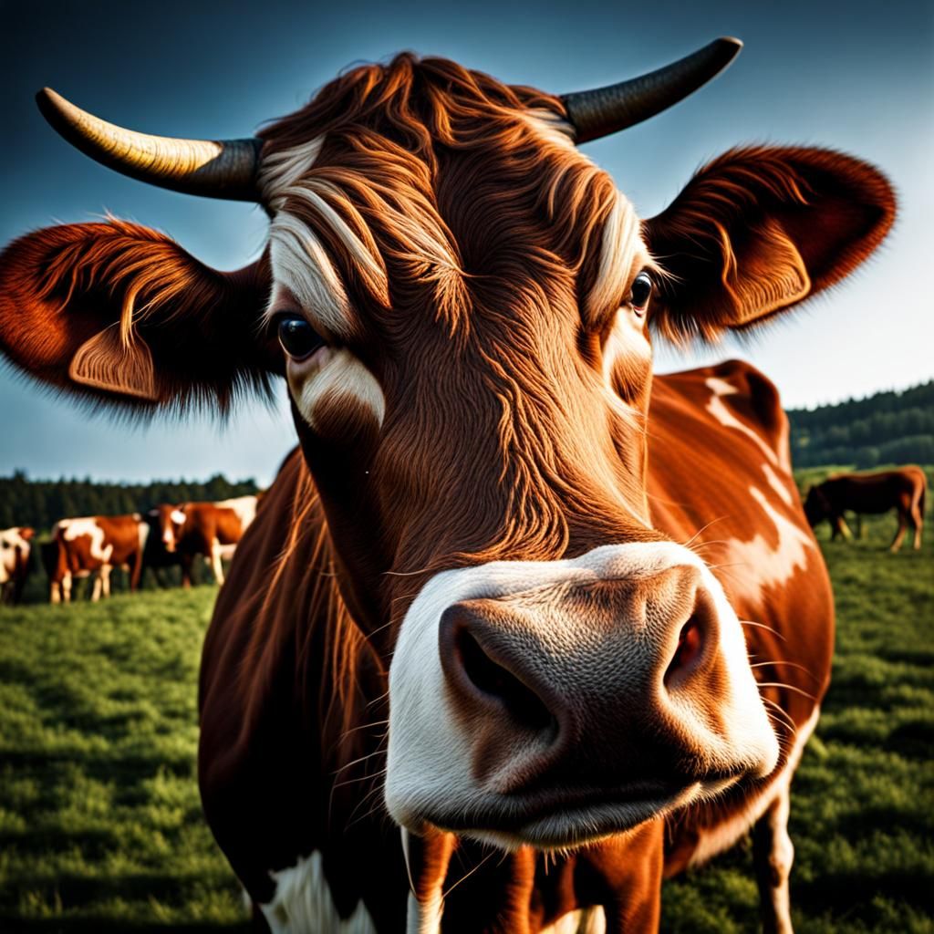 Hyperrealistic Cow Portrait in High Definition