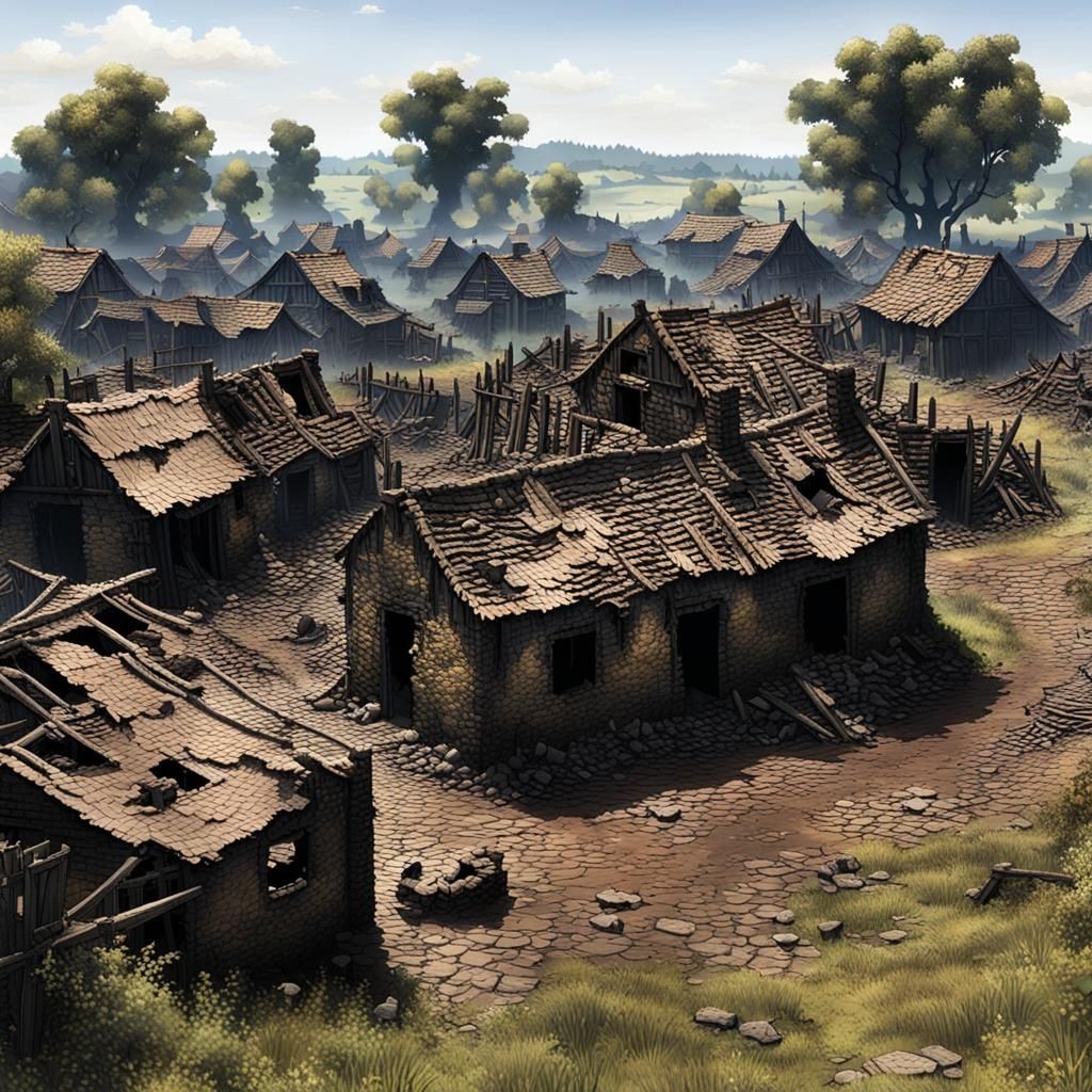 Burnt Rural Village in Pathfinder Style