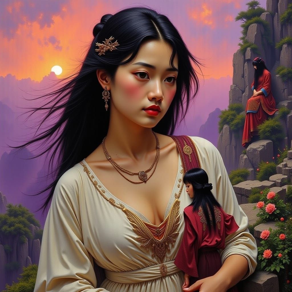 Surreal Abstract Composition in Mixed Styles