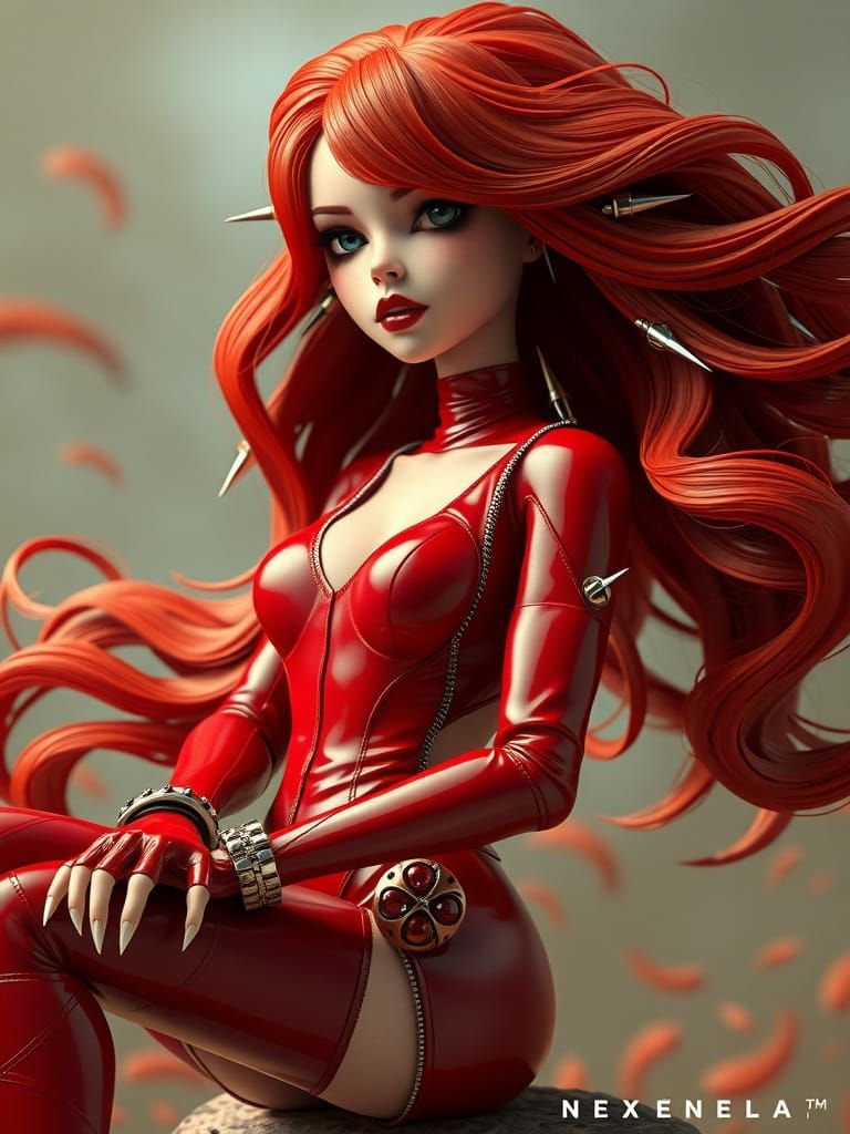 Surreal Whimsy in Soft Focus: Dreamlike Doll in Red Leather ...