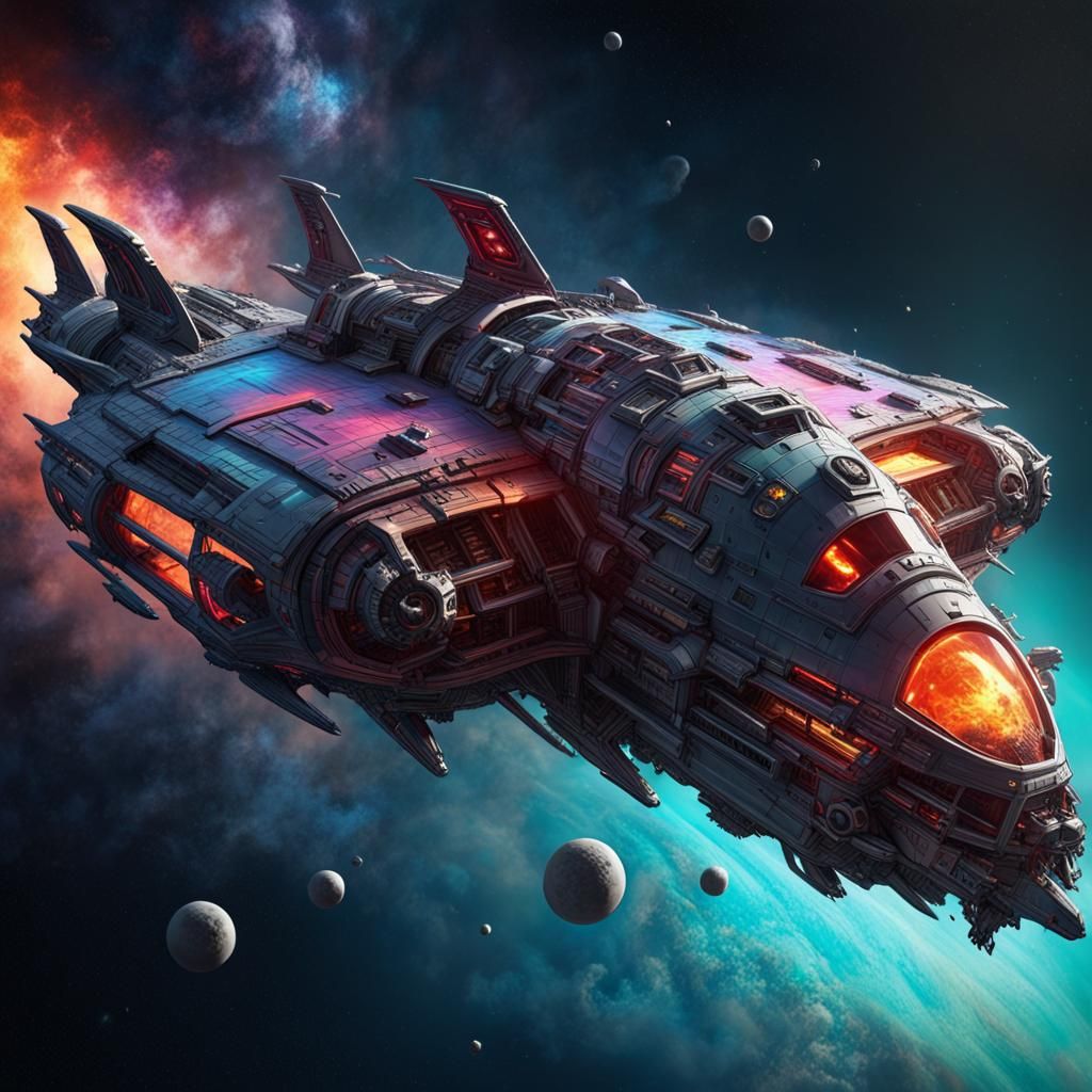 Hyperrealistic Vampire Space Cruiser Concept Art