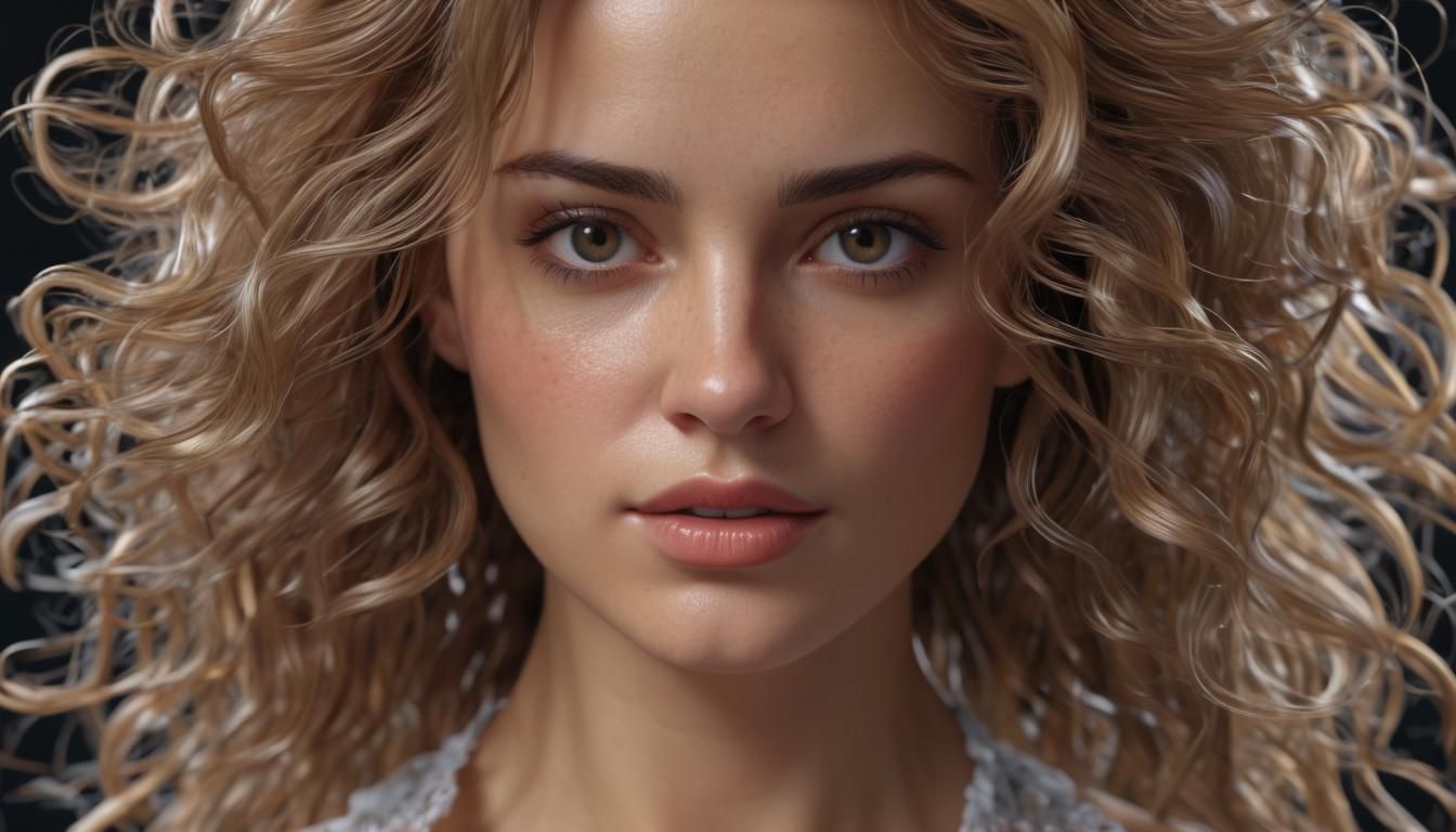 Stunning Woman Portrait in Flowing Dress, 8K Render