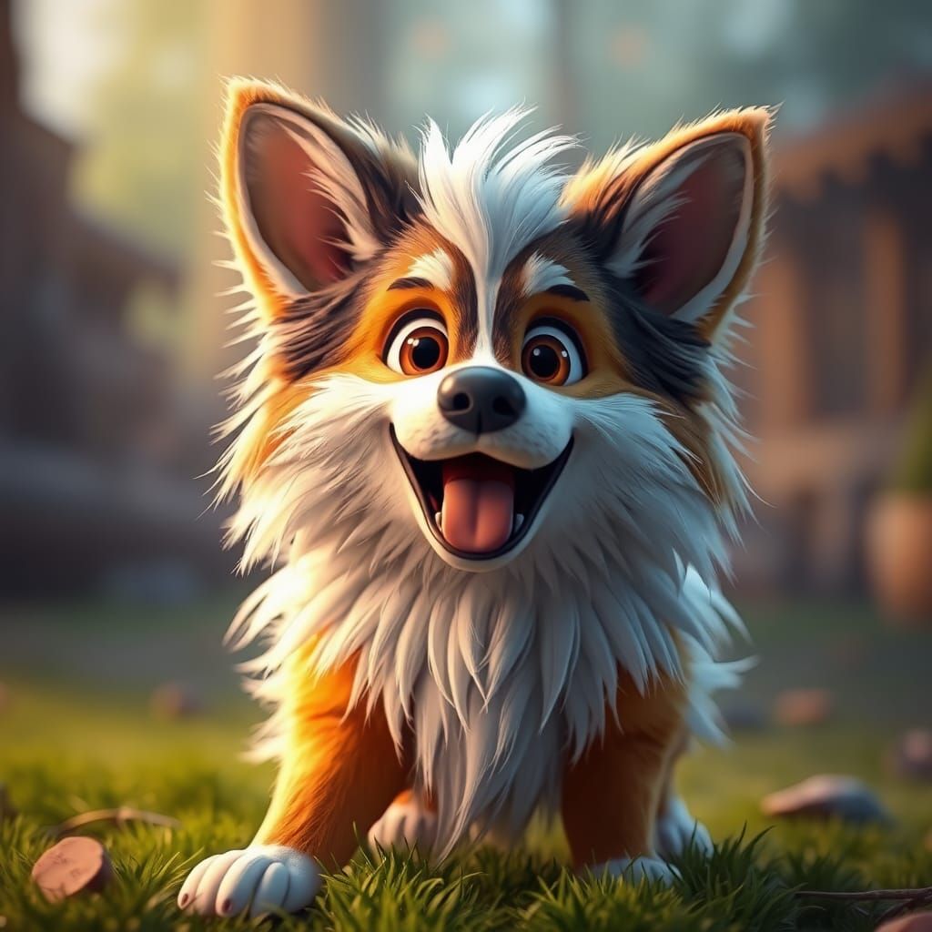 Playful Sheltie Dog in 3D Cinematic Style