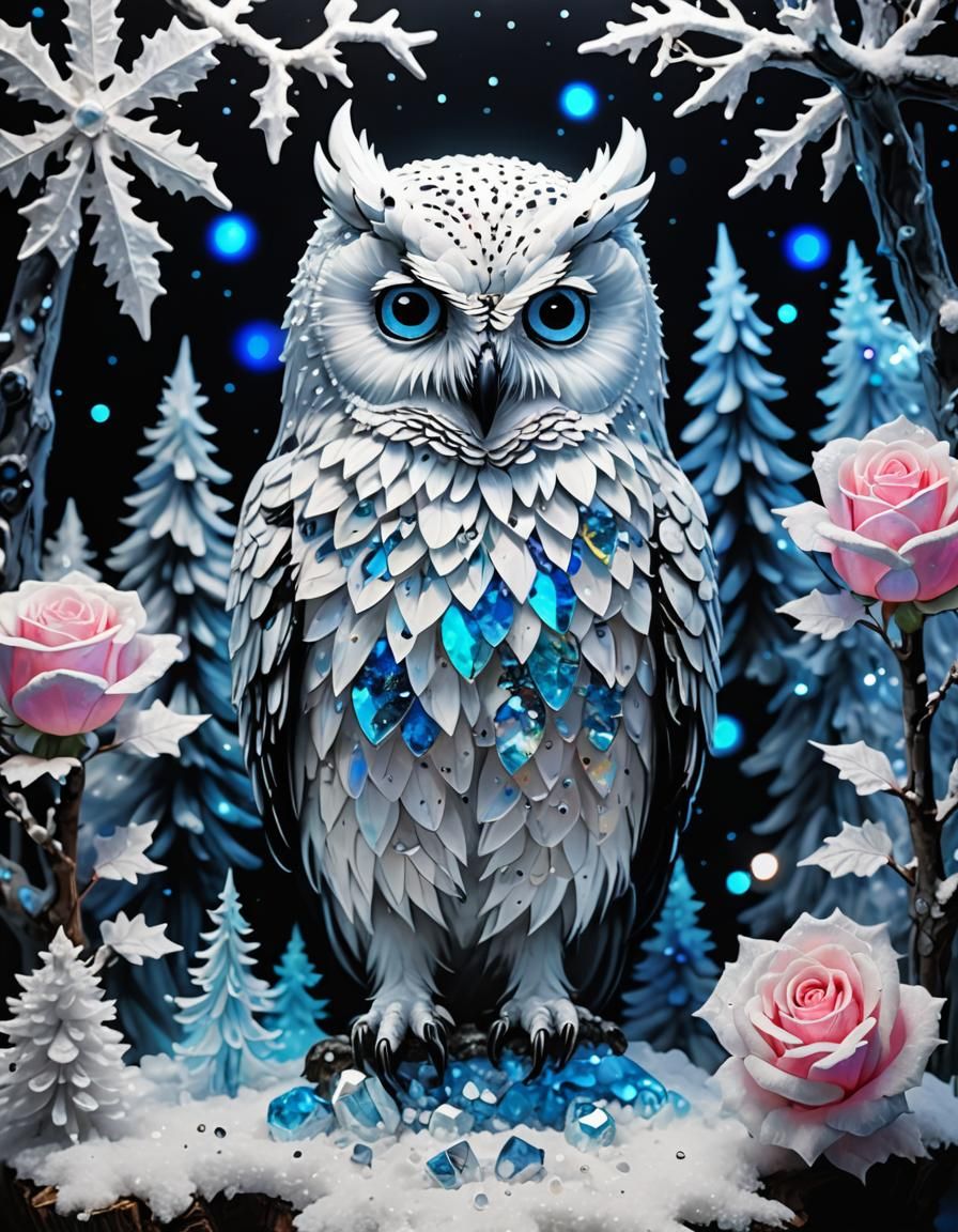 Neon Crystal Geode in Holographic Watercolor