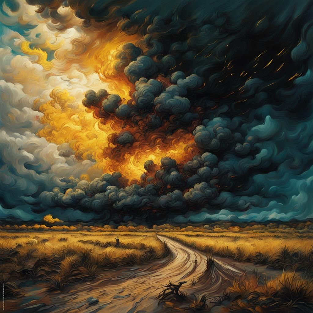 Desolate Battlefield in Abstract Expressionist Style