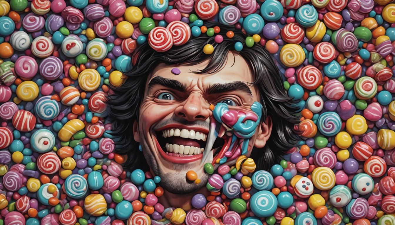 Alan Wake Creepy Smile in Candyland Art