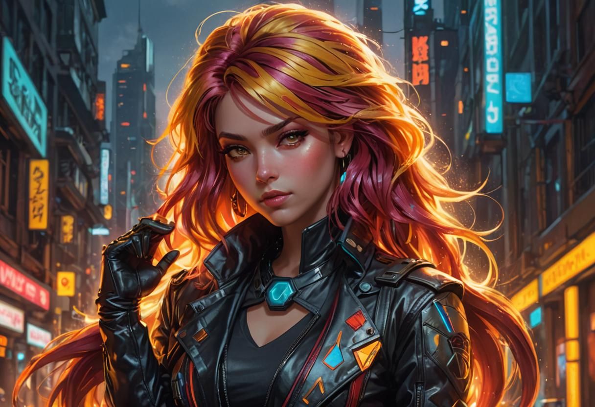 Sunset Shimmer Cyberpunk Portrait in 8k Resolution