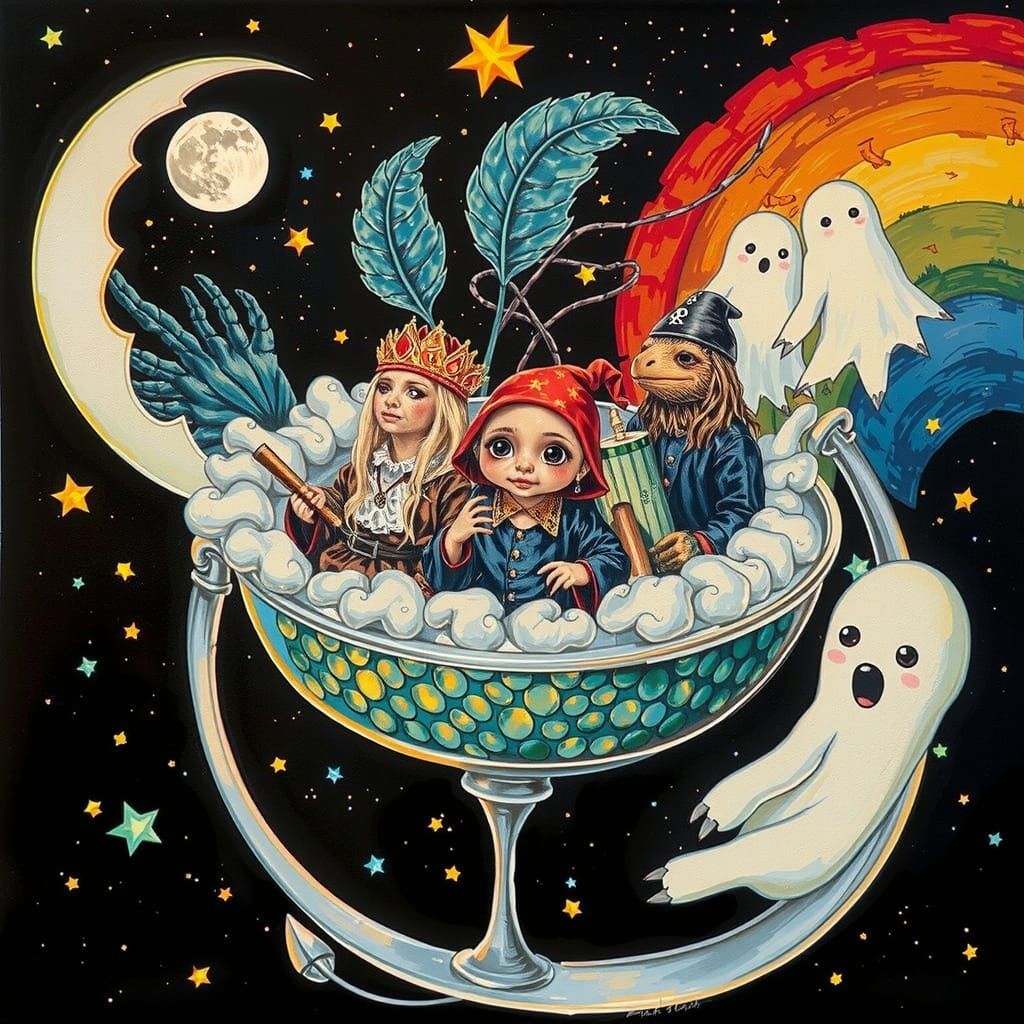 Fantasy Halloween Portrait in Melting Oil Style