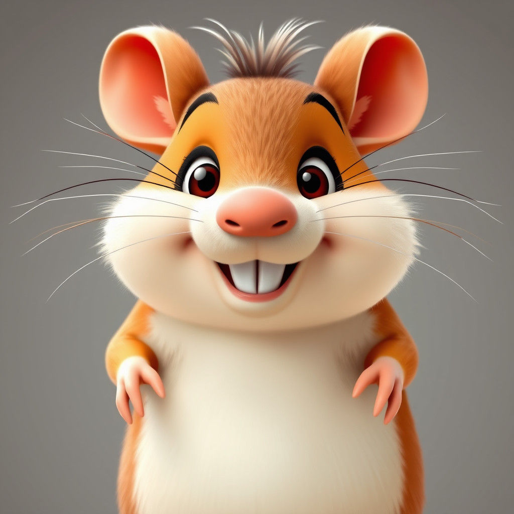 Cheerful Cartoon Hamster with a Radiant Smile