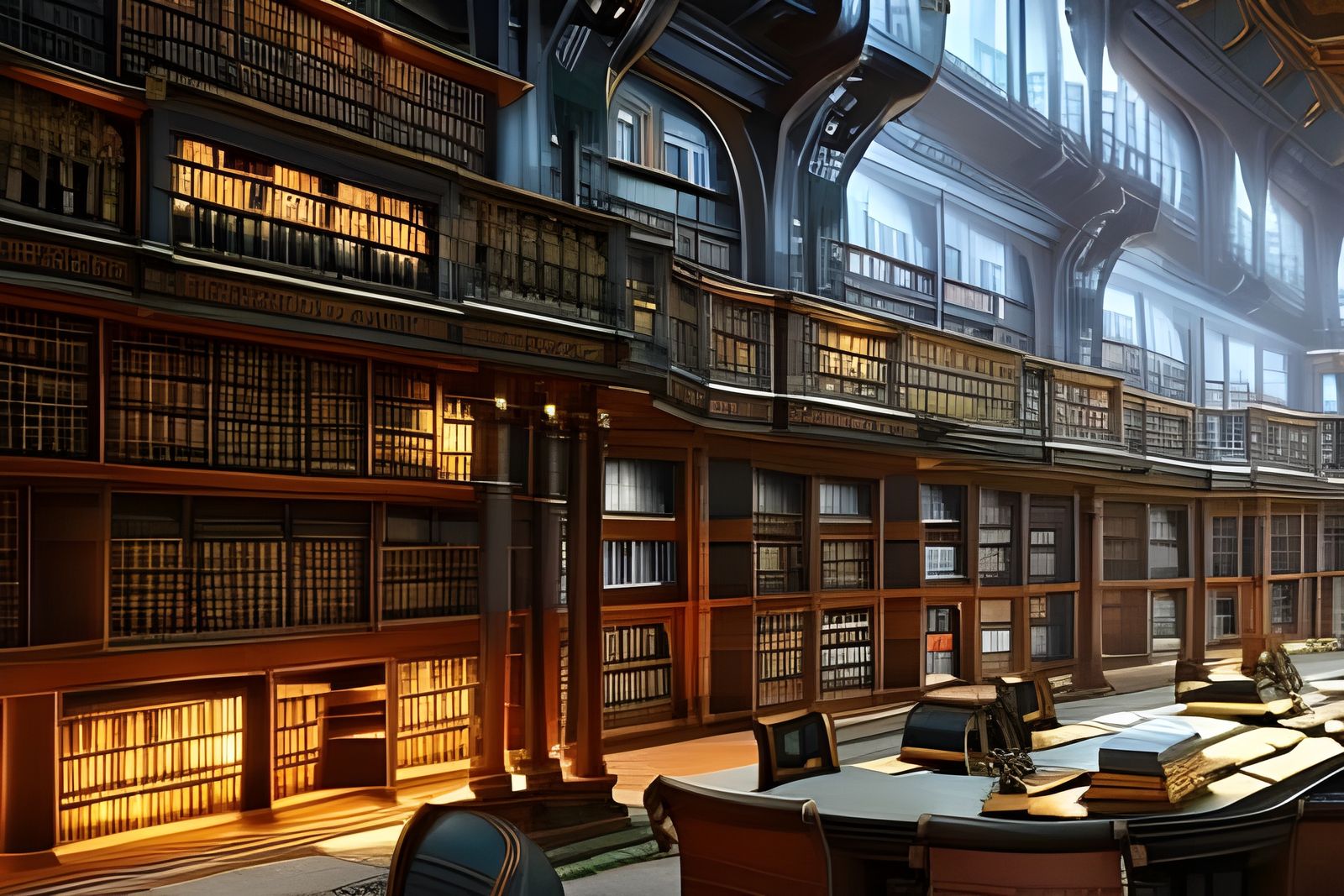 Steampunk Library Concept Art in 8k Resolution