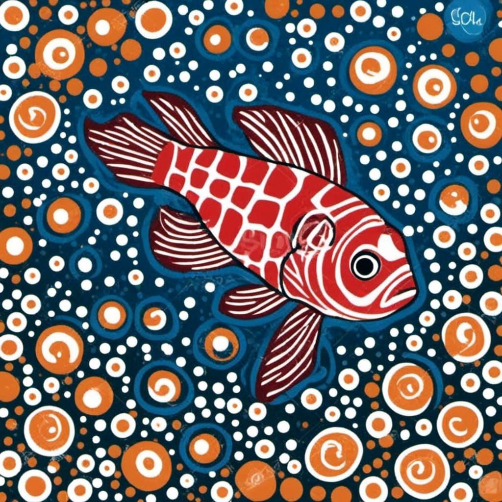 Lionfish in Dot Painting Style