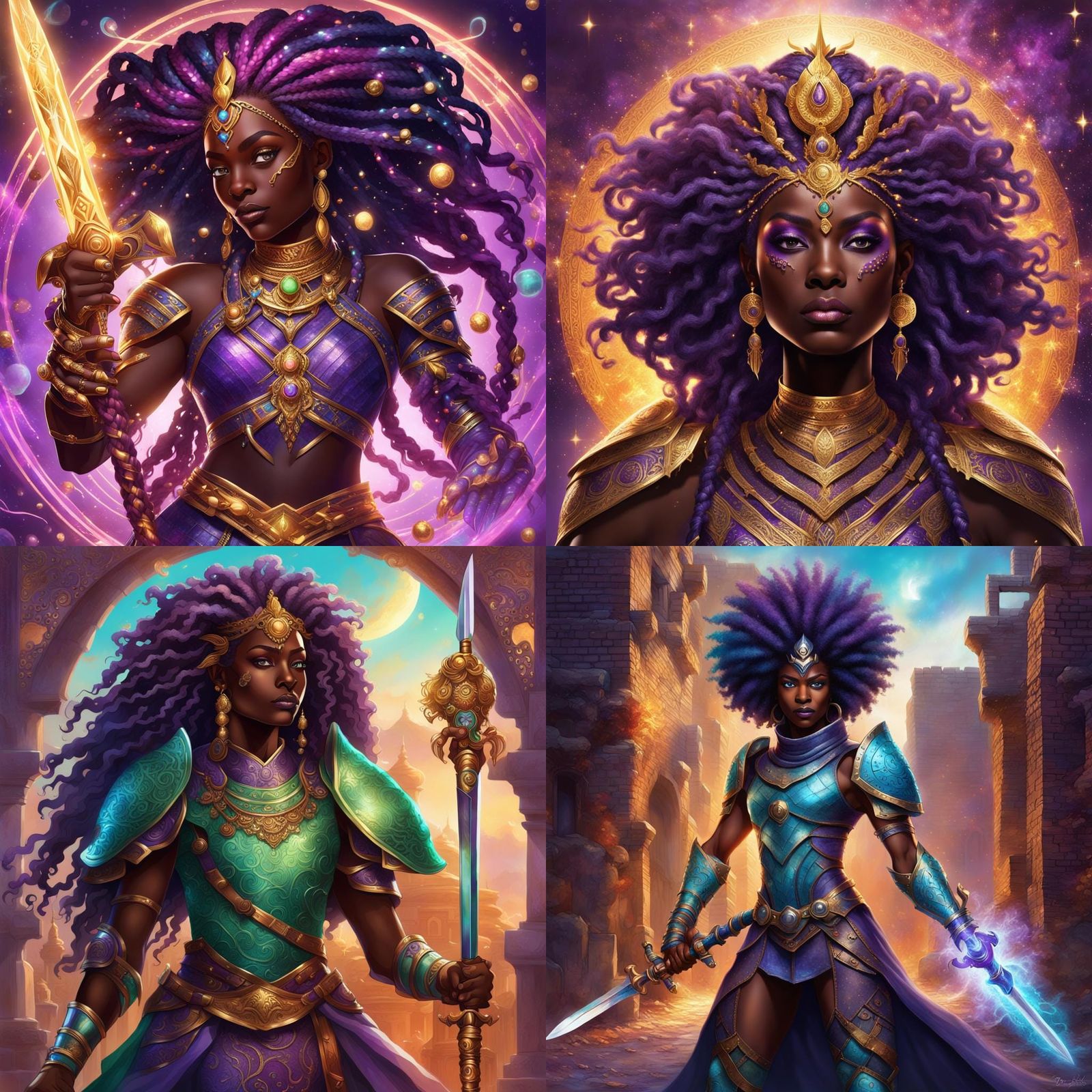 Goddess with Glowing Sword in Graffiti Art Style