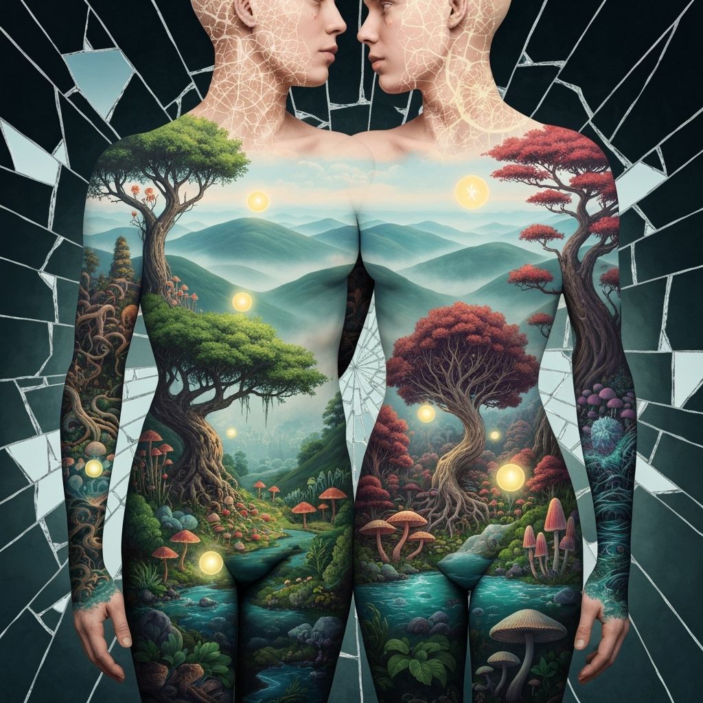 Dreamlike Mindscape Concept Art with Intertwined Figures