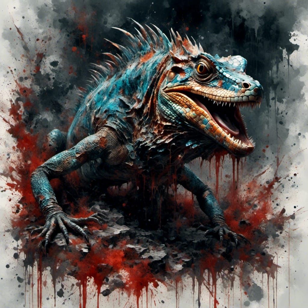 Hyperrealistic Lizard in Tragic Red Style