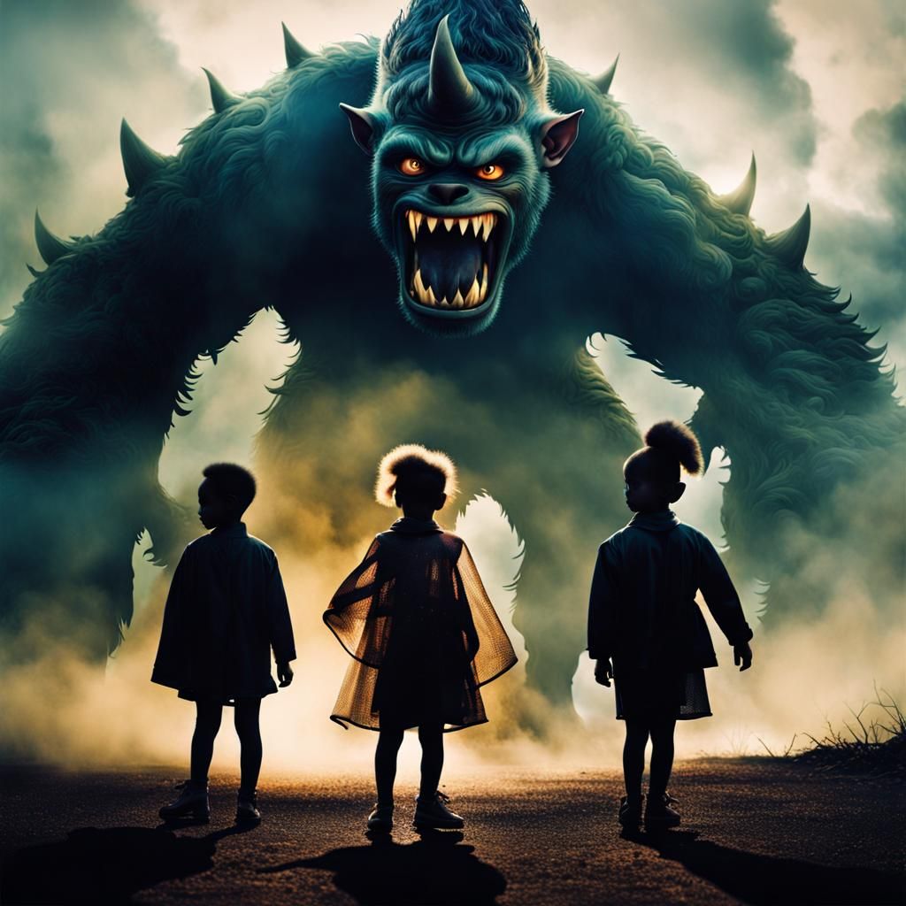 Emotional Double Exposure with Dreamlike Monsters