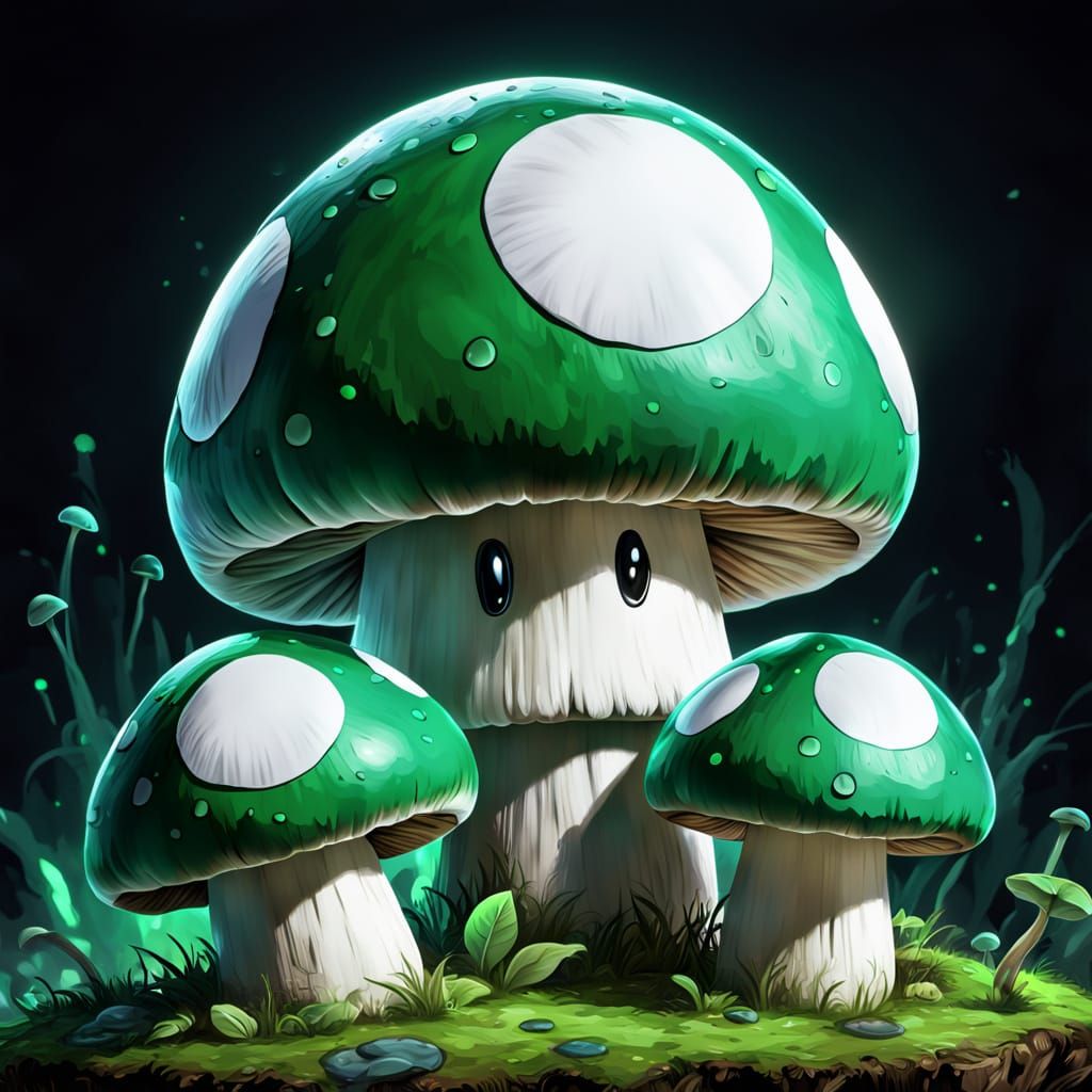 Emerald Mushrooms Shine in Epic Super Mario Bros. Digital Ar...