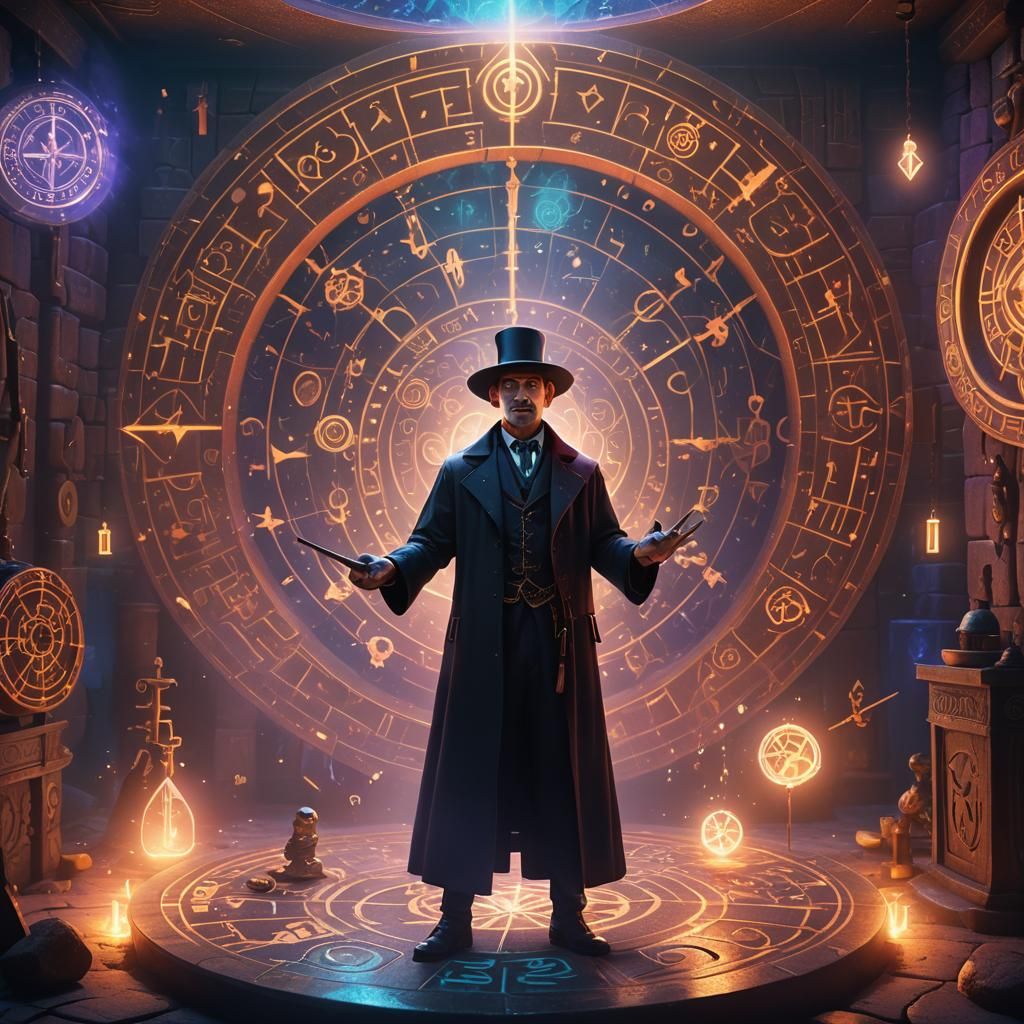 Mystical Magician in Vibrant 3D Digital Art
