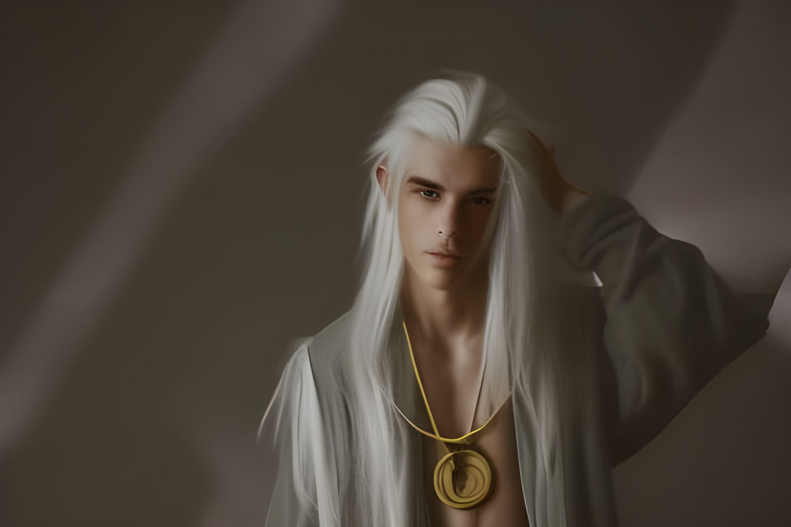 Androgynous Elf Mage in Divine Light