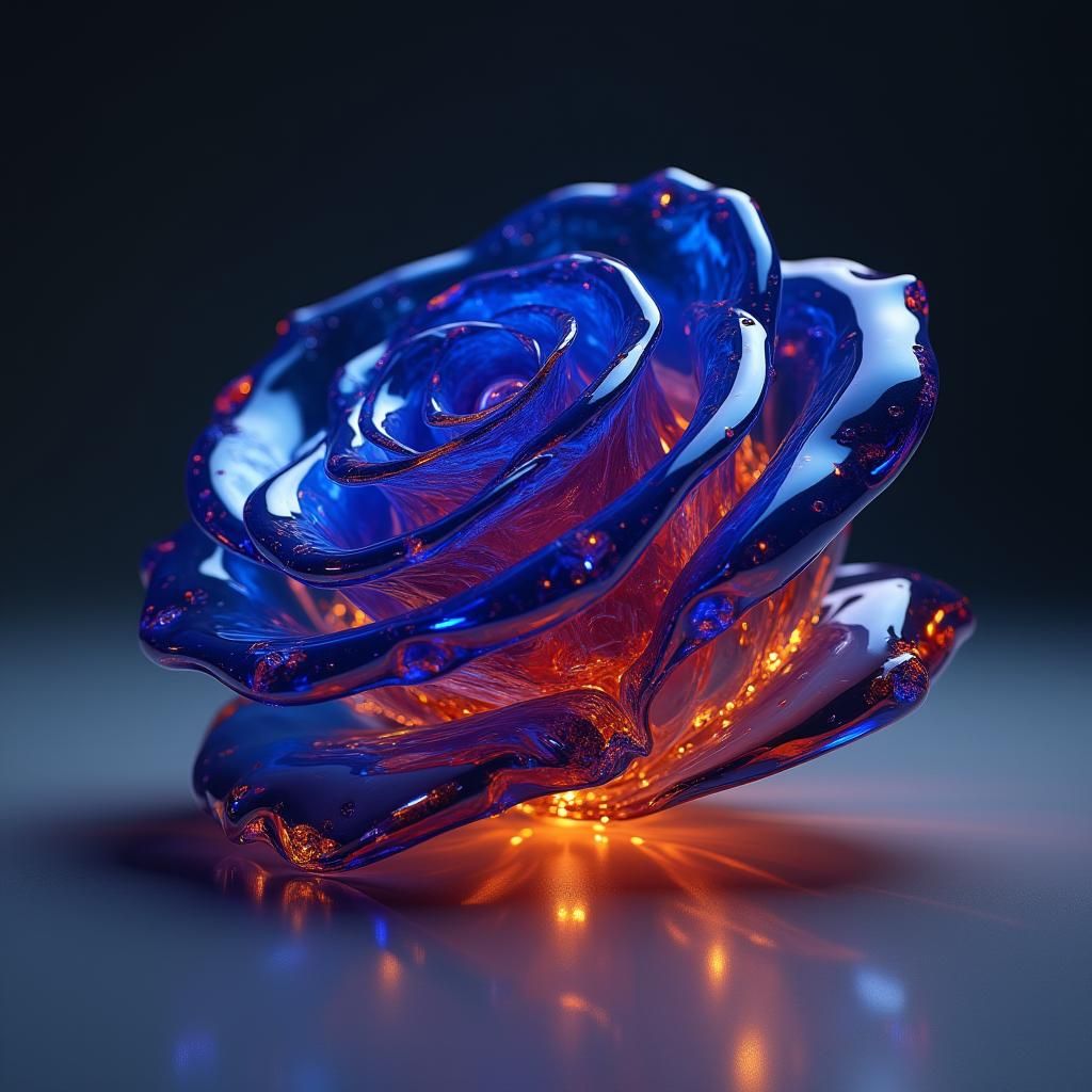 Sapphire Glass Rose in Concept Art Style
