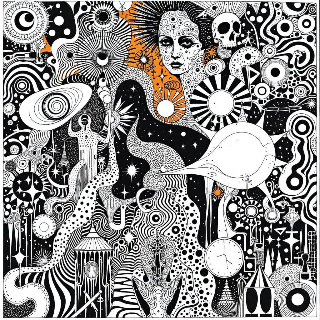 Surrealist Abstraction in White and Orange