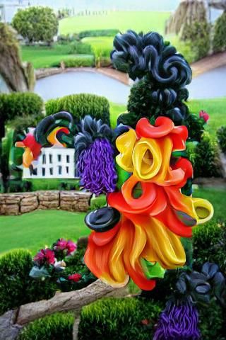 Quilled Topiary Garden with Big Colorful Flowers