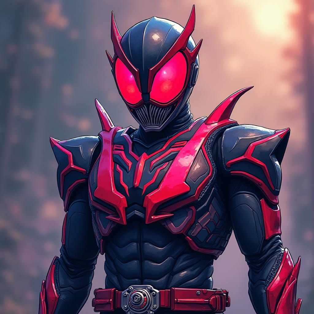 Manga-Style Kamen Rider Hero in Epic Pose
