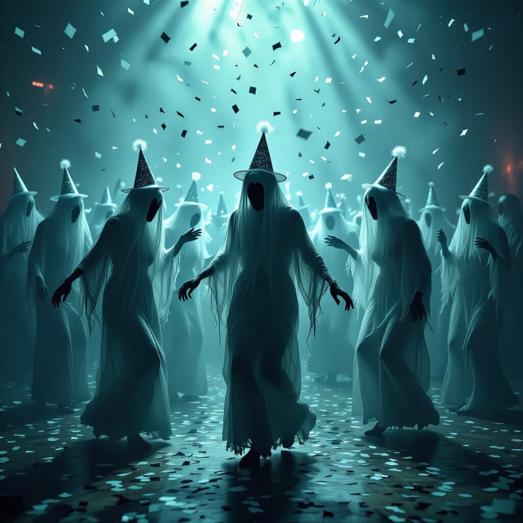 Spooky Spirits Dance Floor Ethereal Confetti Digital Paintin...