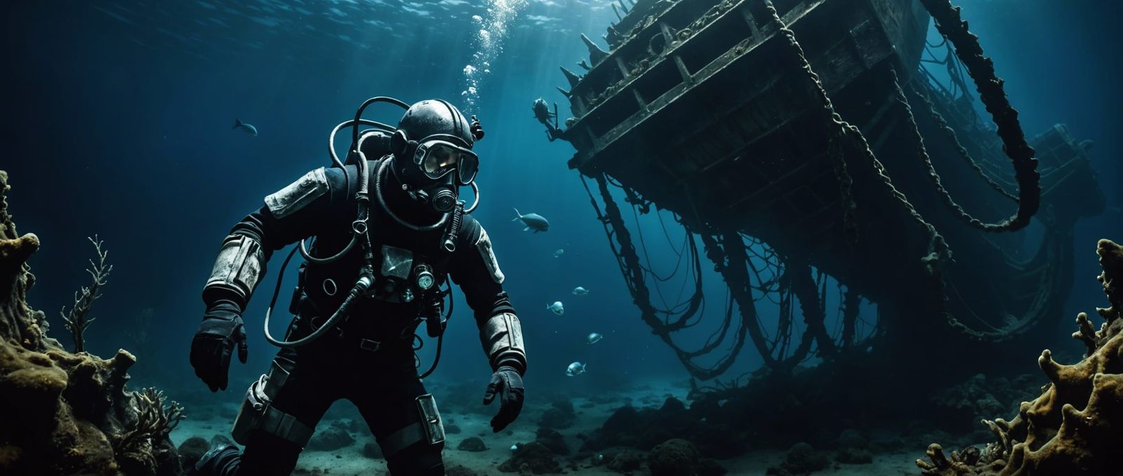 Deep Sea Diver Explores Viking Shipwreck
