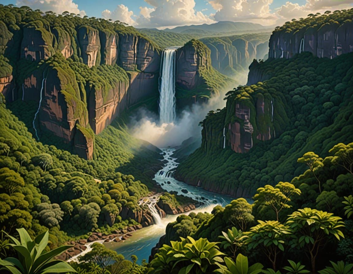 Sweeping Aerial View of Angel Falls in Vibrant Technicolor