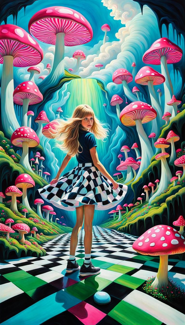 Alice in a Surrealist, Whimsical Fantasy World