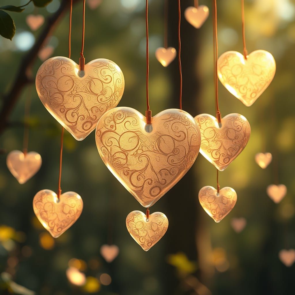 Ethereal Hearts in Whimsical Forest Glade
