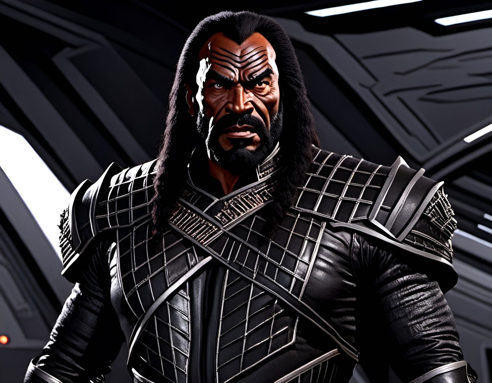 Klingon Officer on Spaceship Bridge