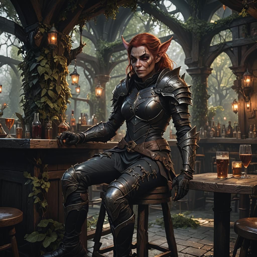 Female Hobgoblin in a Dark Tavern