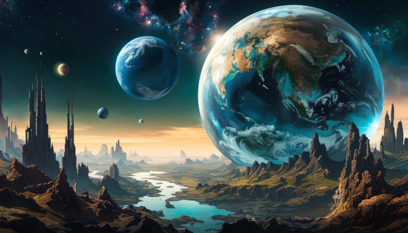 Glass Earth in Space: Fantasycore Digital Art