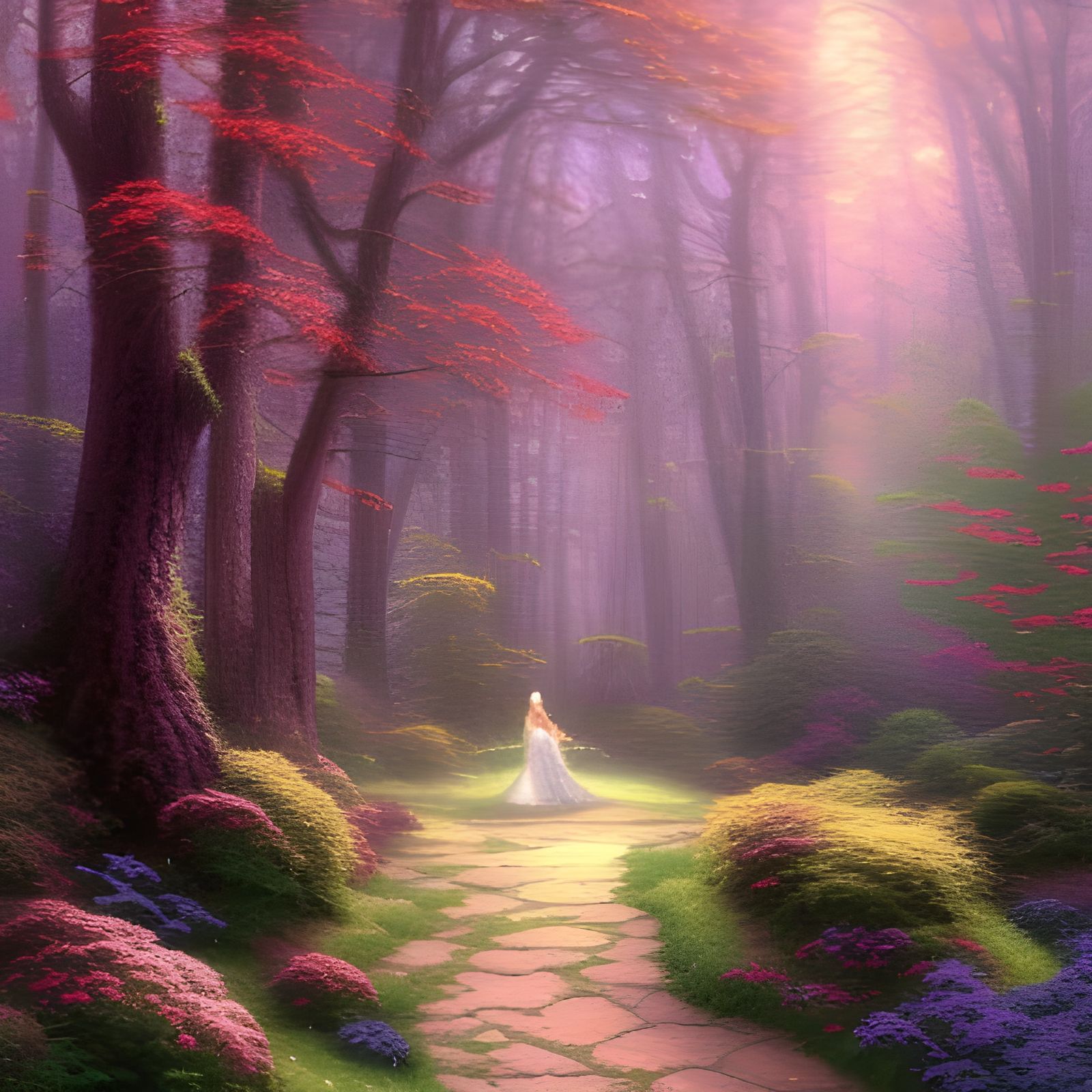 Ethereal Woman Lost in Enchanted Forest, Hyperdetailed