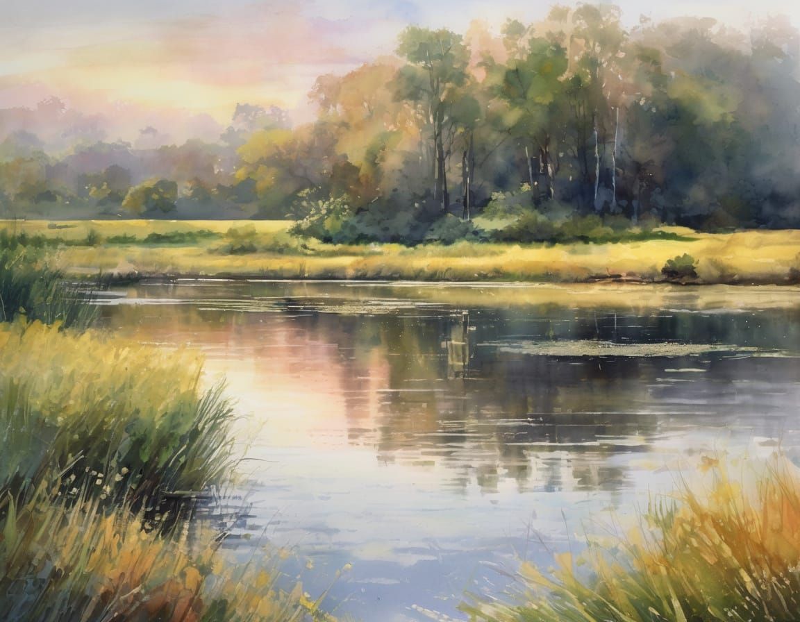 Lietuva Panorama in Soft Watercolor Hues