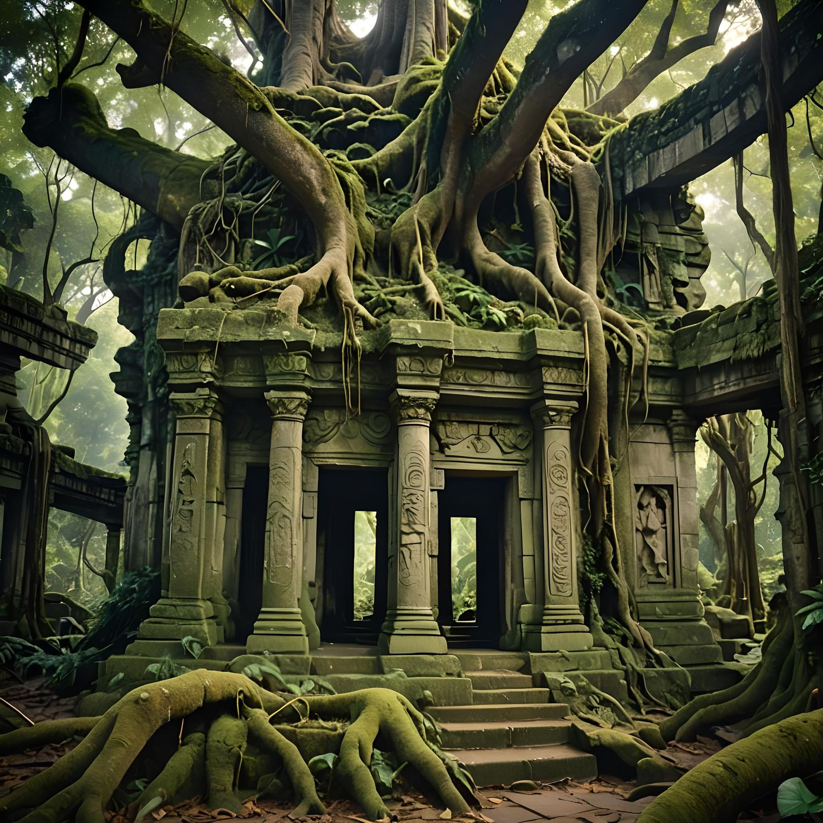 Jungle Temple Reclaimed by Nature
