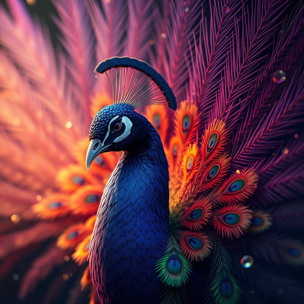 Vibrant Rainbow Peacock in Splendid Detail