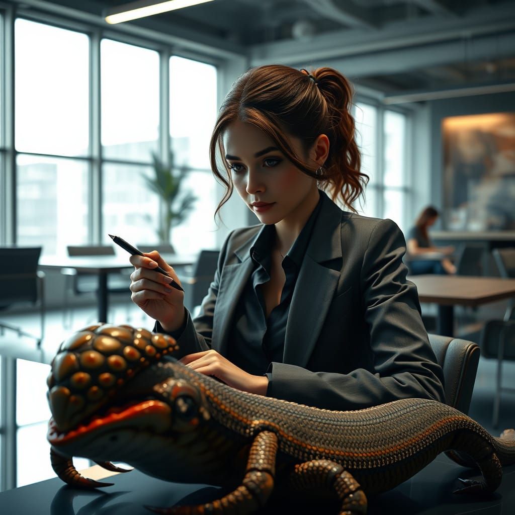 Focused Entrepreneur Surrounded by Mystery and Wonder