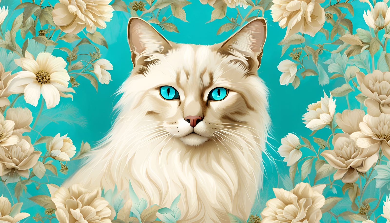 She's a pretty Kitty Long-haired Flame Lynx point Siamese portrait