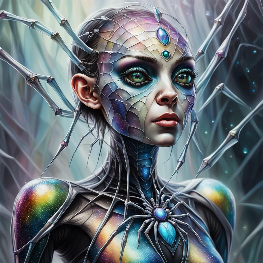 Ethereal Spider Goddess in Vivid, Dreamlike Realism