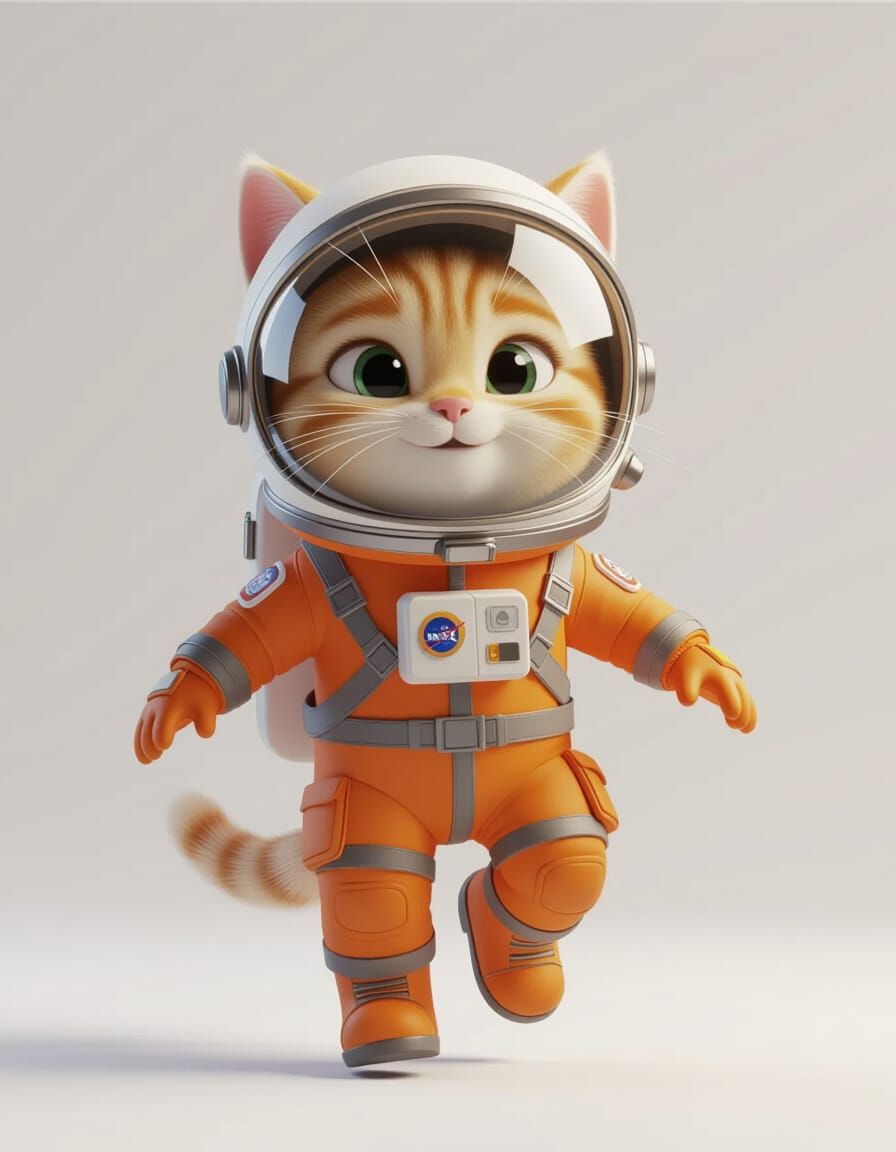 Calico Cat Astronaut in Pixar 3D Style