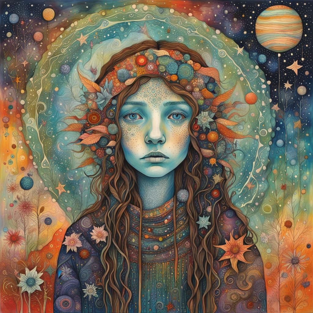 Intricate Stargazer in Art Brut Style