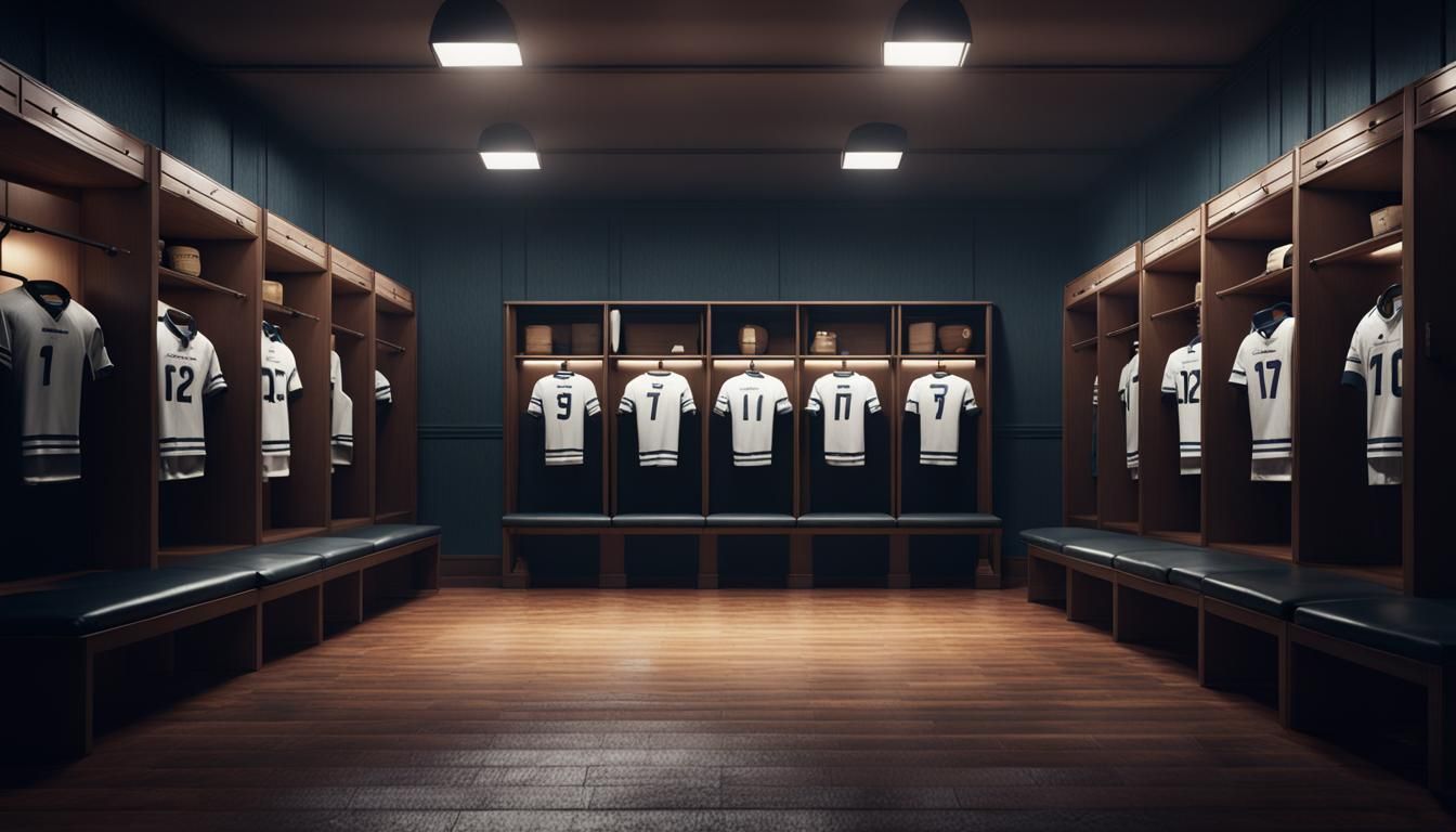 Gloomy Empty Rugby Dressing Room in Detailed Matte Painting