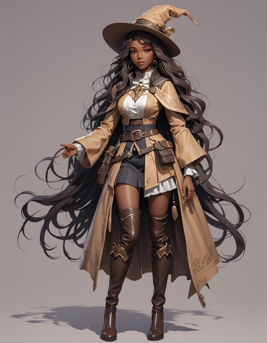 Anime Style Portrait of African American Witch