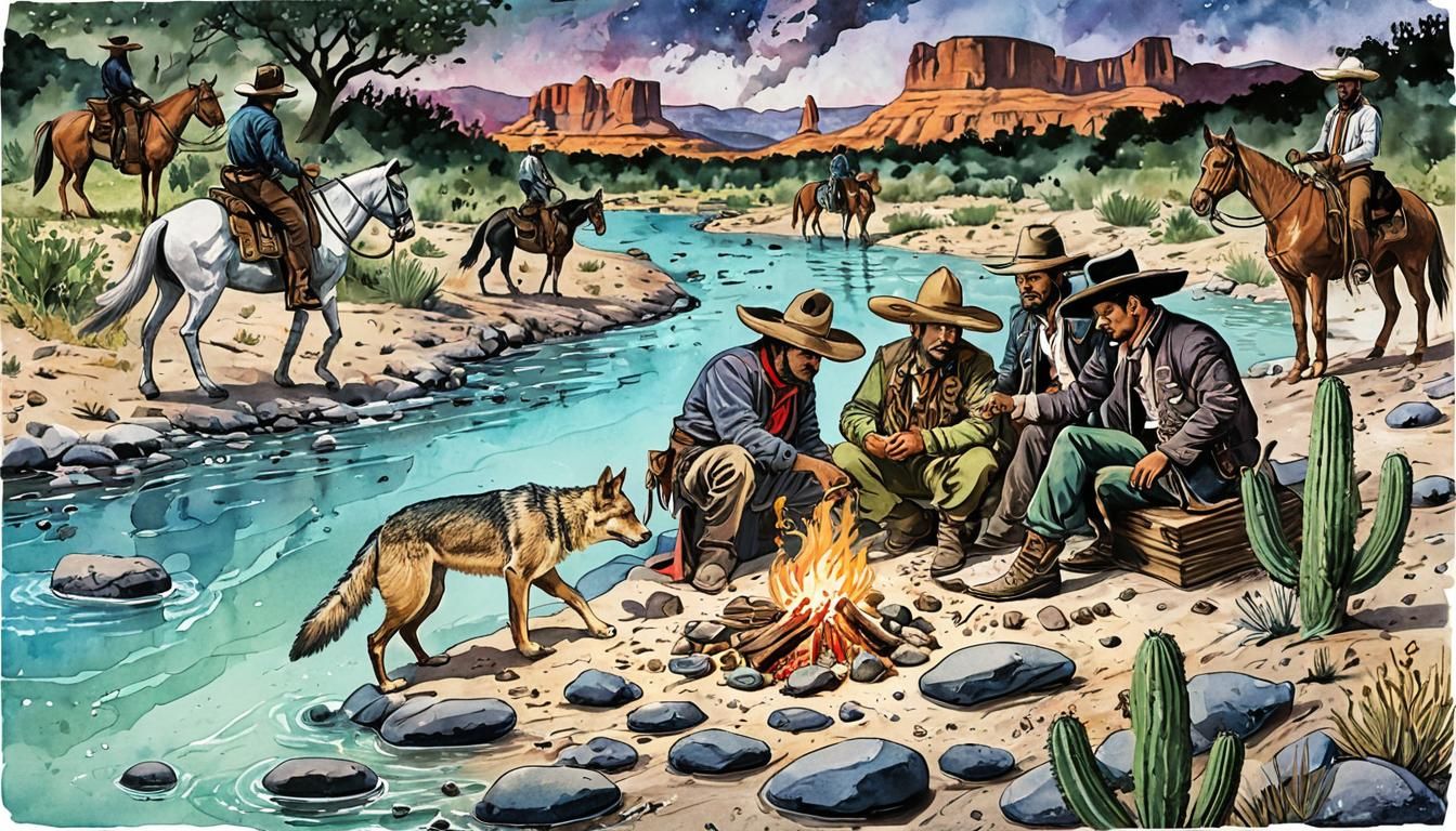 Wild West Painting in Comic Book Style