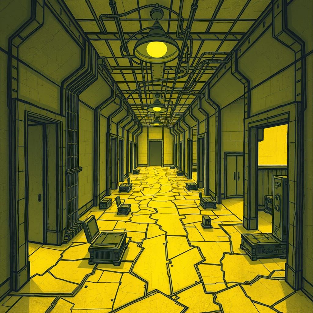 Eerie Backrooms Map in Industrial Style