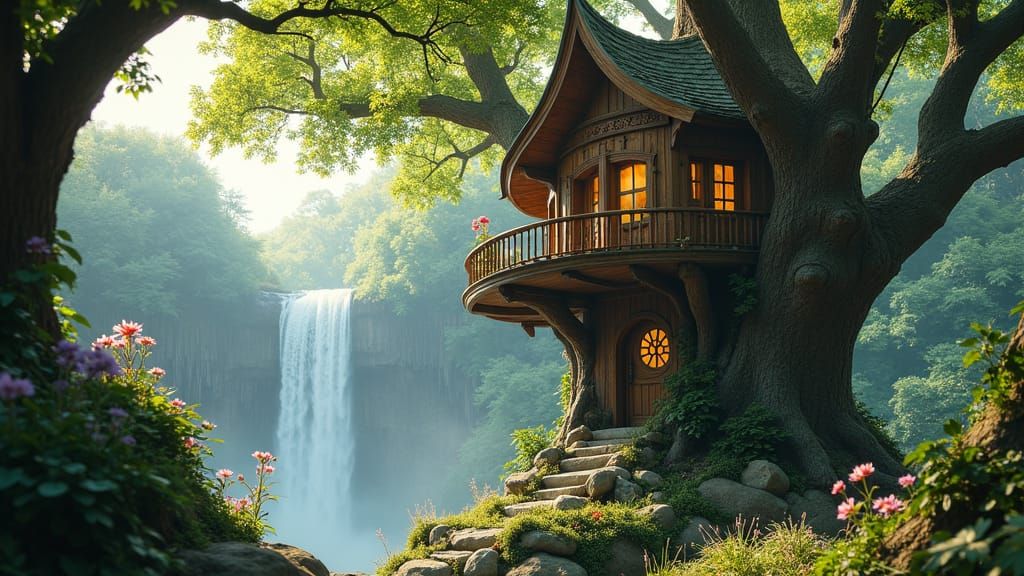 Enchanting Elven Treehouse in Primeval Forest