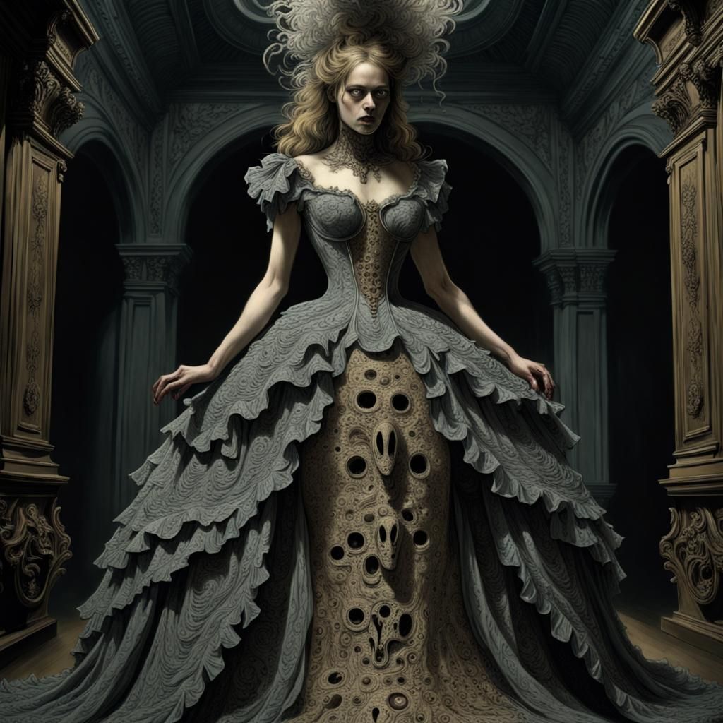Intricate Nightmare Dress in Gothic Horror Style