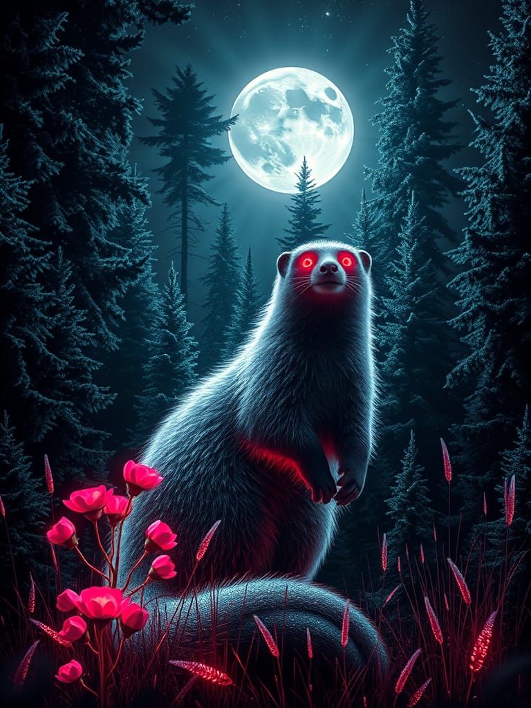 Mystical Forest Mongoose with Neon Fur